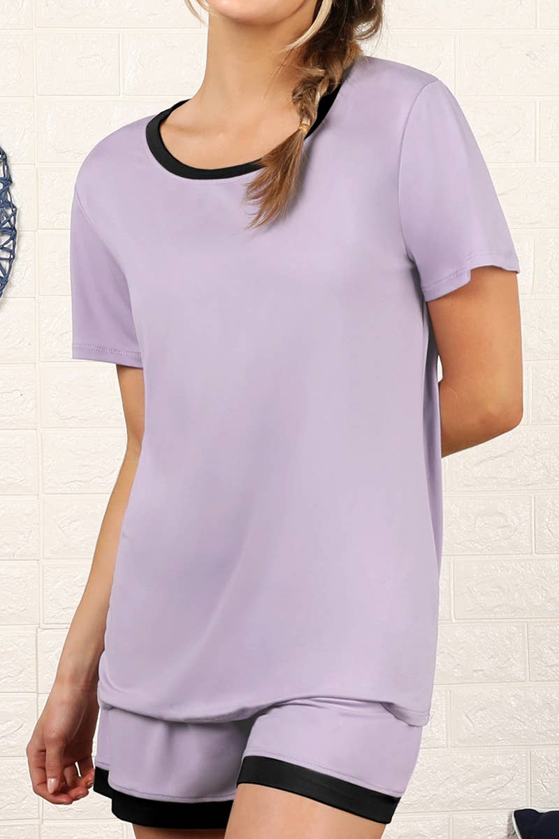 CWSPJ031-P_SHORT SLEEVE TOP WITH SHORTS PAJAMA SET