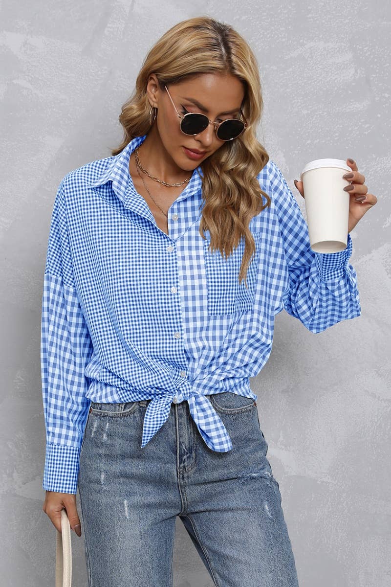 CWTSTL2078_COLOR-MATCHING PLAID LONG-SLEEVED SHIRT