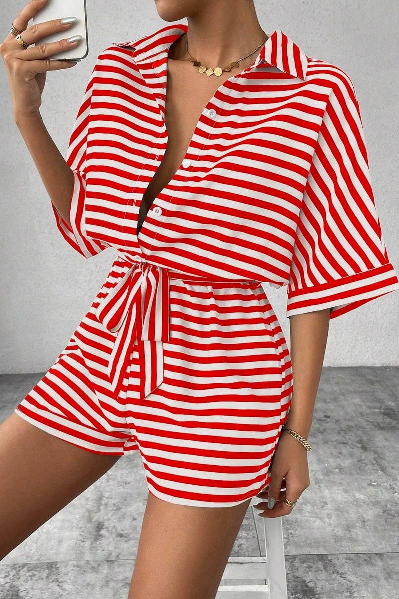 CWSBSS0053_SPRING AND SUMMER LAPEL MID SLEEVE BODYSUIT SET