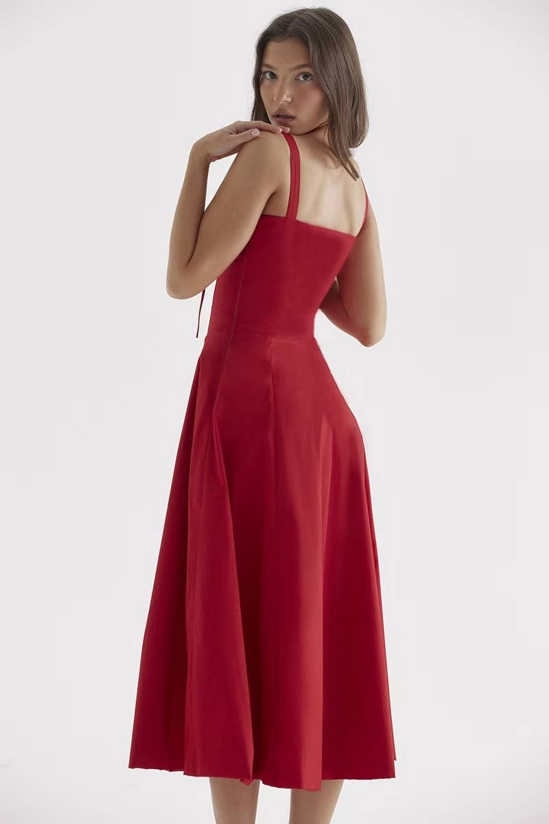 CWDMD5671_SLIM FIT WAIST SPLIT HEM MAXI DRESS