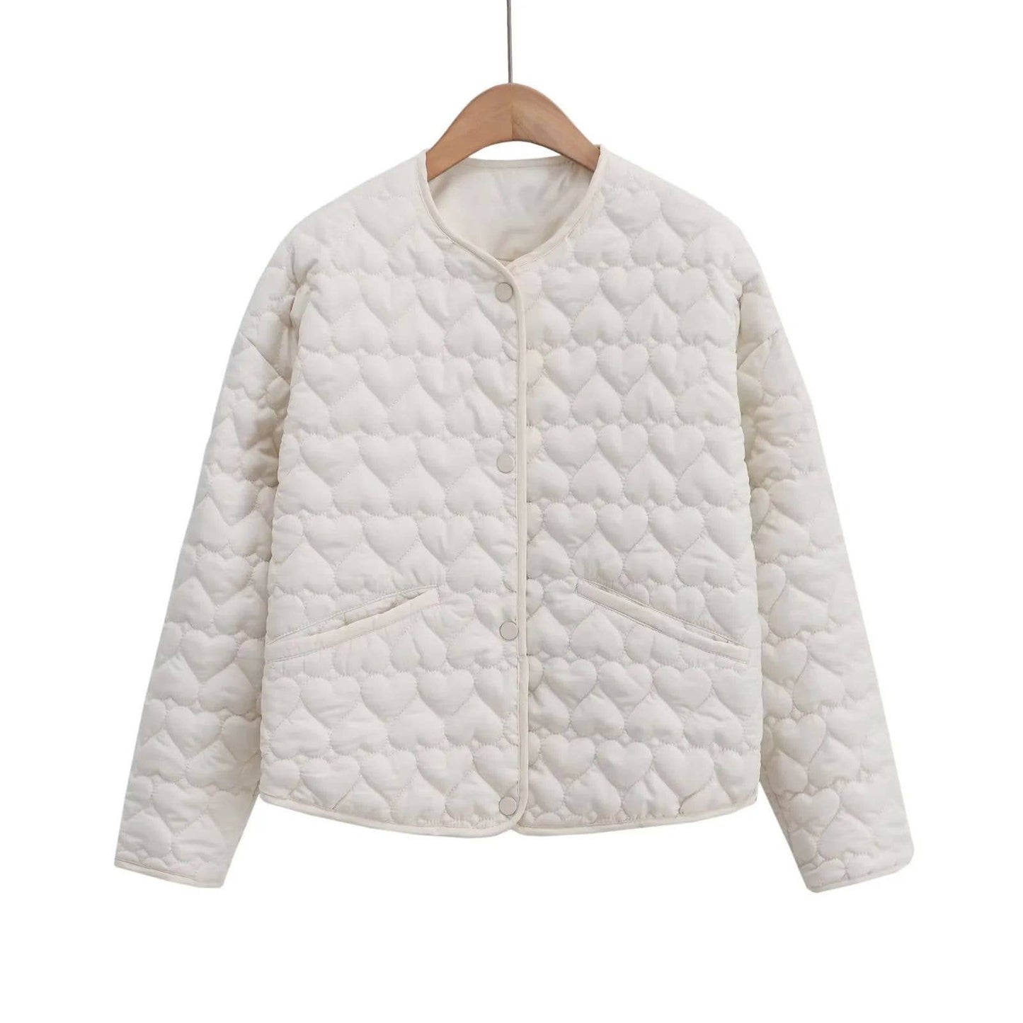 Button-down heart-shaped quilted cotton jacket