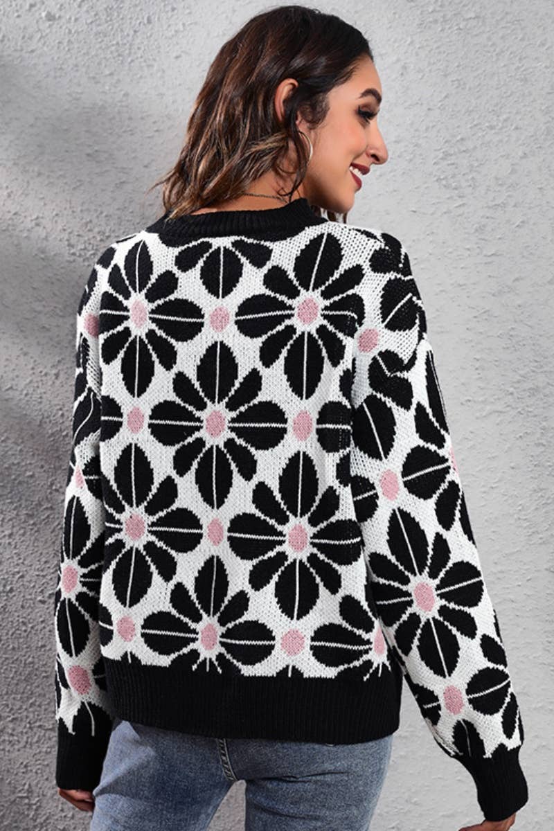 CWOSWL6411_LONG-SLEEVED WINTER SWEATER WITH FLORAL MATCHING