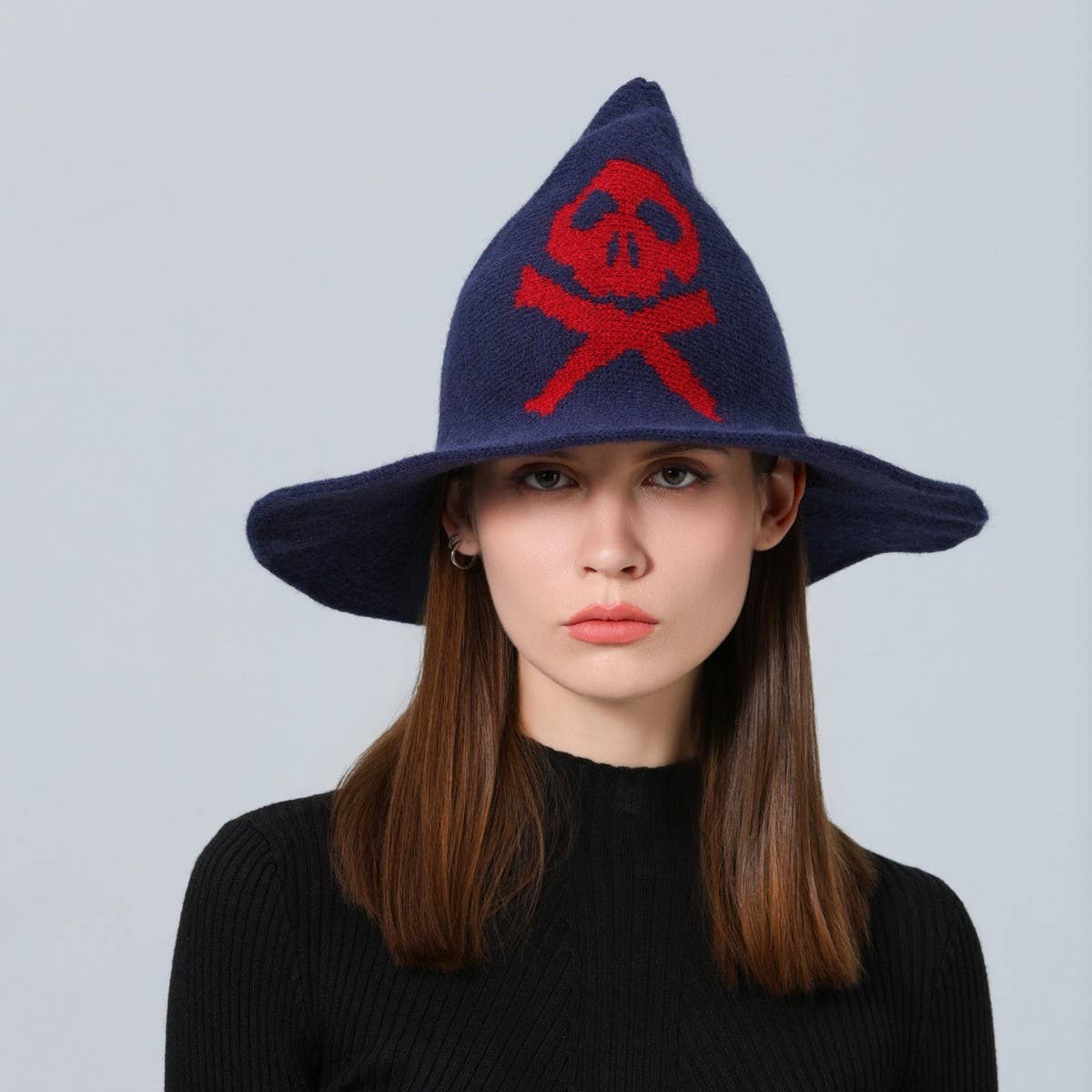 CWAH1681_Halloween Skull Knitted Wizard Hat