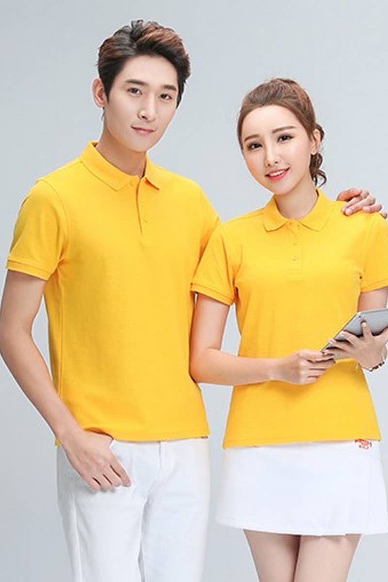 CWTBLS02444_SOLID COLOR CASUAL SHORT-SLEEVED POLO SHIRT