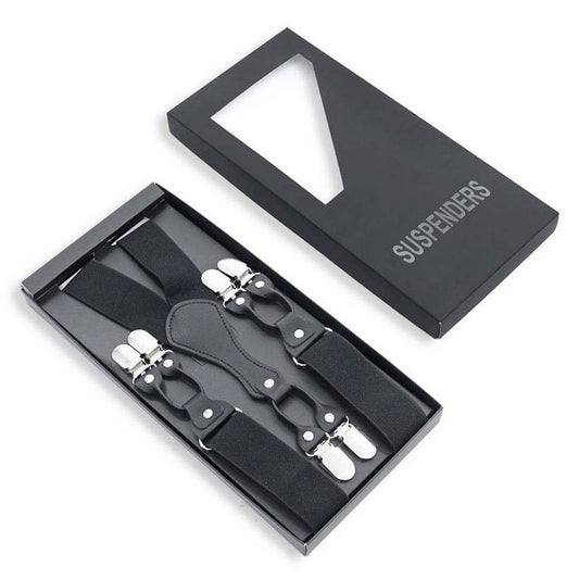 3.5CM BLACK SOLID COLOR SUSPENDER CLIP_CWMM1102