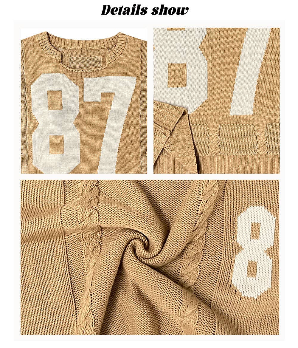 Digital color-blocking knit long-sleeved sweater