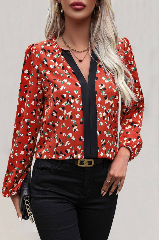 CWTBLL3586_SPRING AND AUTUMN NEW LONG-SLEEVED V-NECK SHIRT