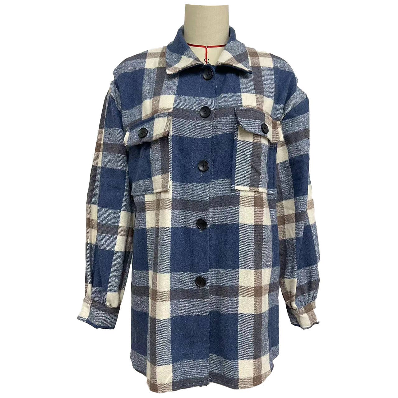 Checkered brushed lapel jacket