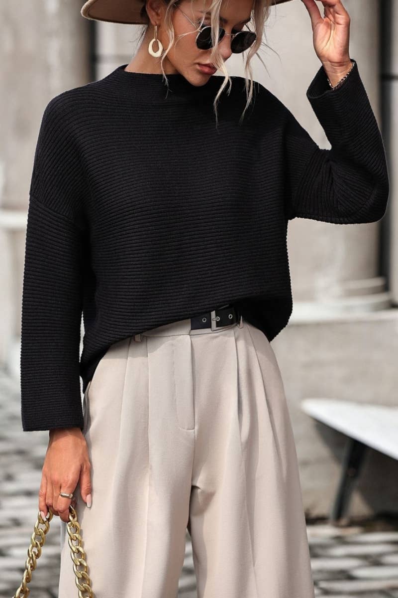 CWTSTL431_Oversized Long Sleeve Crew Neck Pullover Sweater