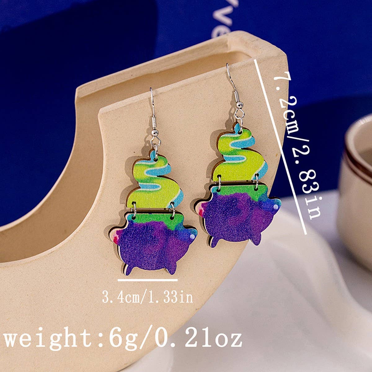 HALLOWEEN PARTY CREATIVE WOODEN EARRINGS