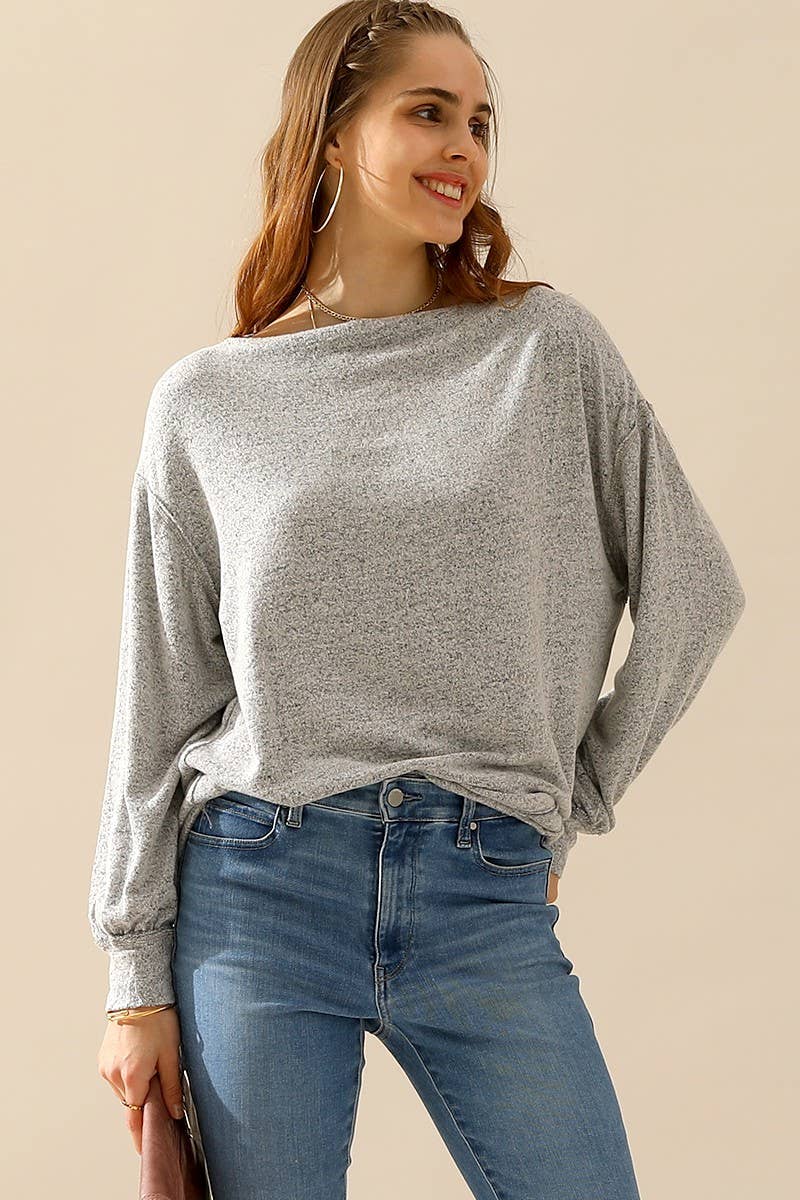CWTTL1507_ NECK PULLOVER SWEATER KNIT TOP WITH RAW SEAM