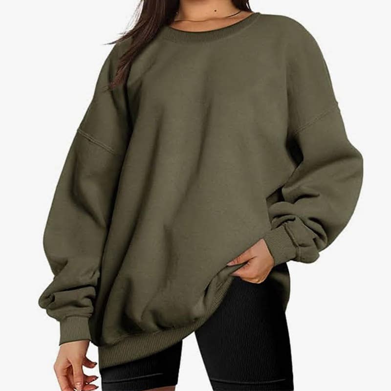 Basic solid-color long-sleeved pullover hoodie