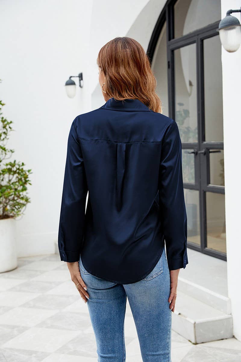 CWTSTL1532_SOLID SATIN BUTTON POCKET LONG SLEEVE SHIRT