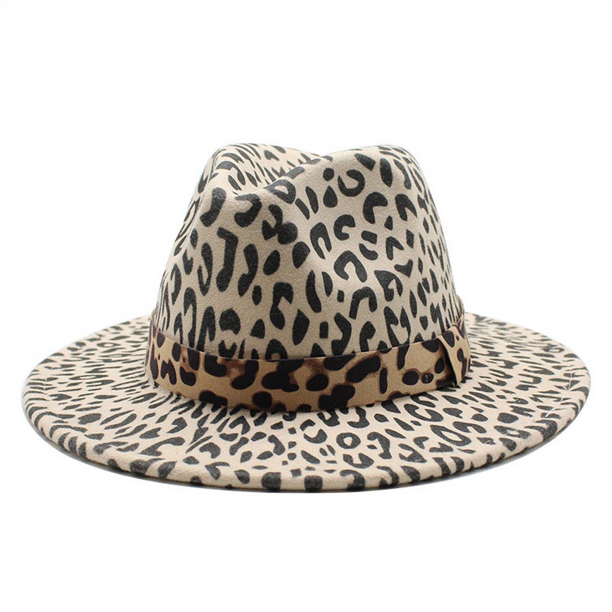 FASHION LEOPARD PRINT WOOLEN HAT JAZZ HAT FELT HAT_CWAH2568