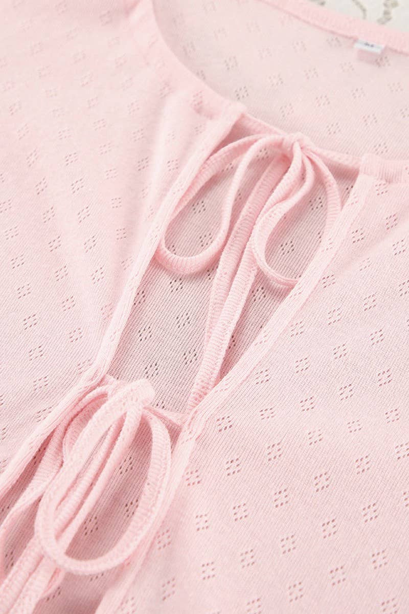 CWSPJ0333_KNITTED JACQUARD LONG SLEEVE SHORTS PAJAMA SET