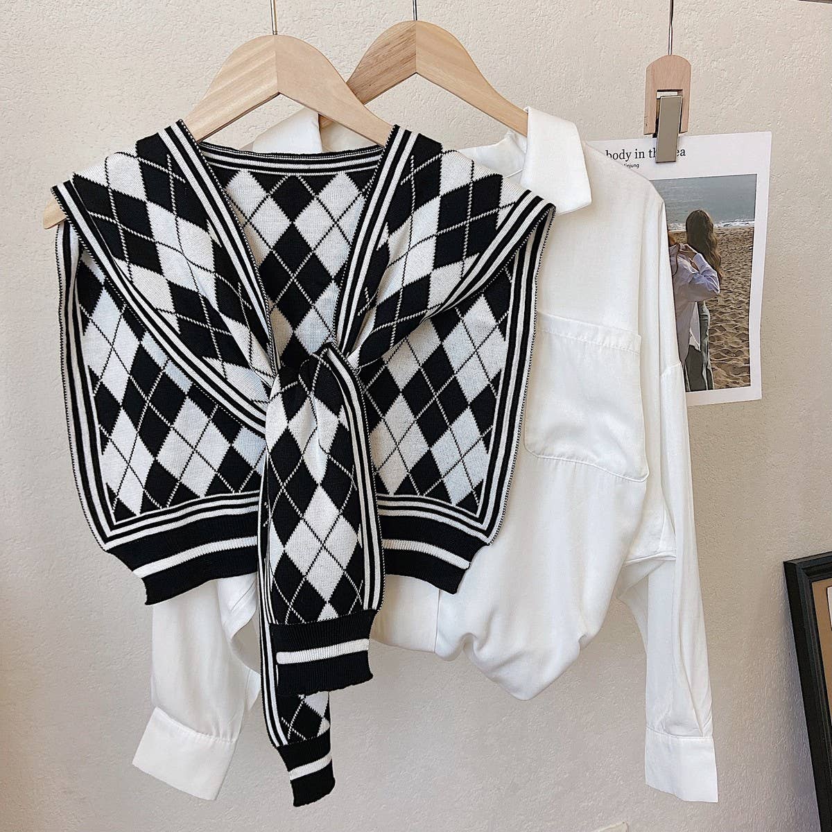 CWASC03122_STRIPED KNIT SHAWL SCARF FOR WOMEN