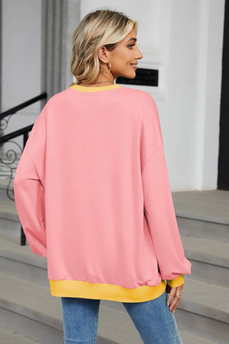 CWOSWL6564_WINTER CASUAL COLOR LONG-SLEEVED HOODIE