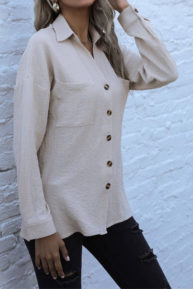 CWTSTL00959_LONG SLEEVE SOLID LAPEL MID-LENGTH VINTAGE SHIRT