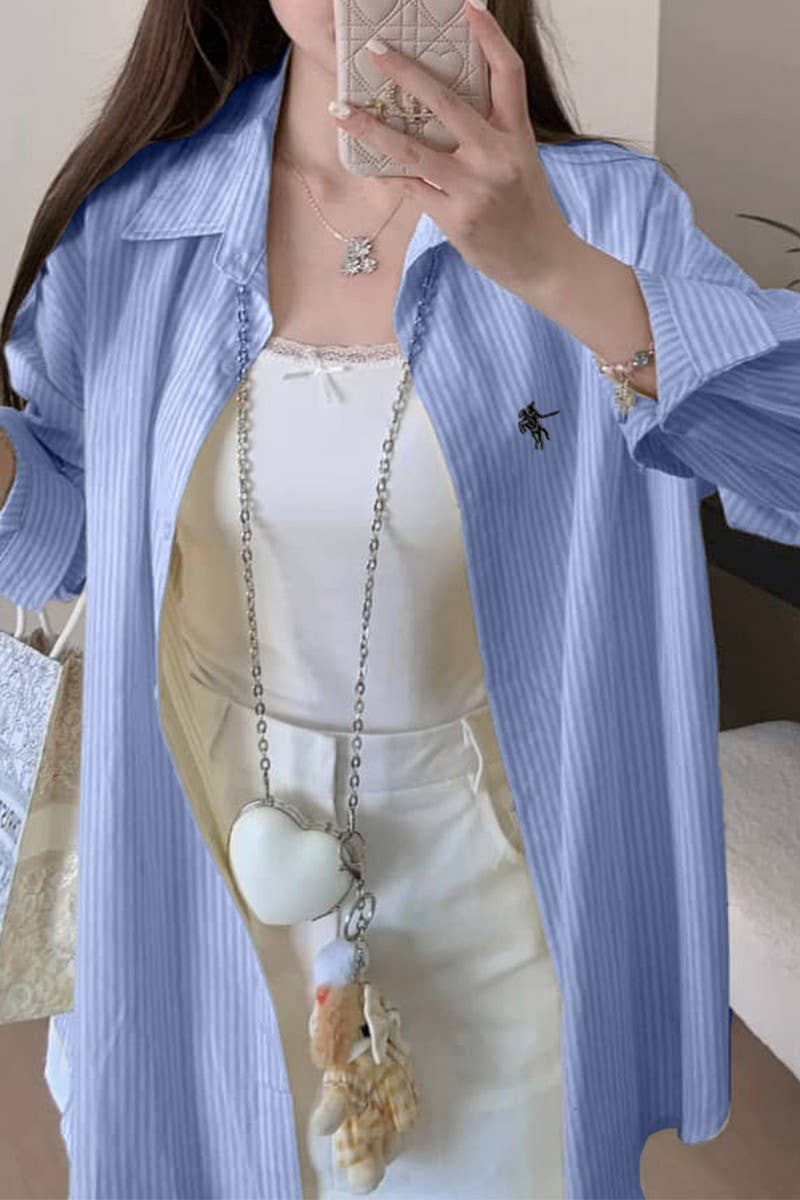 CWTSTL01002_RESORT CHIC STRIPED LONG SLEEVE SHIRT