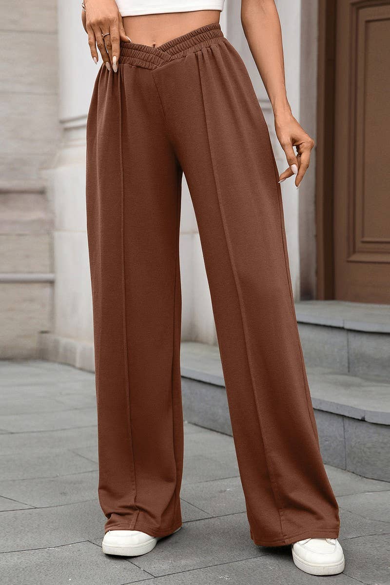 CWBLP01091_CASUAL ELASTIC WAIST WIDE LEG TROUSERS