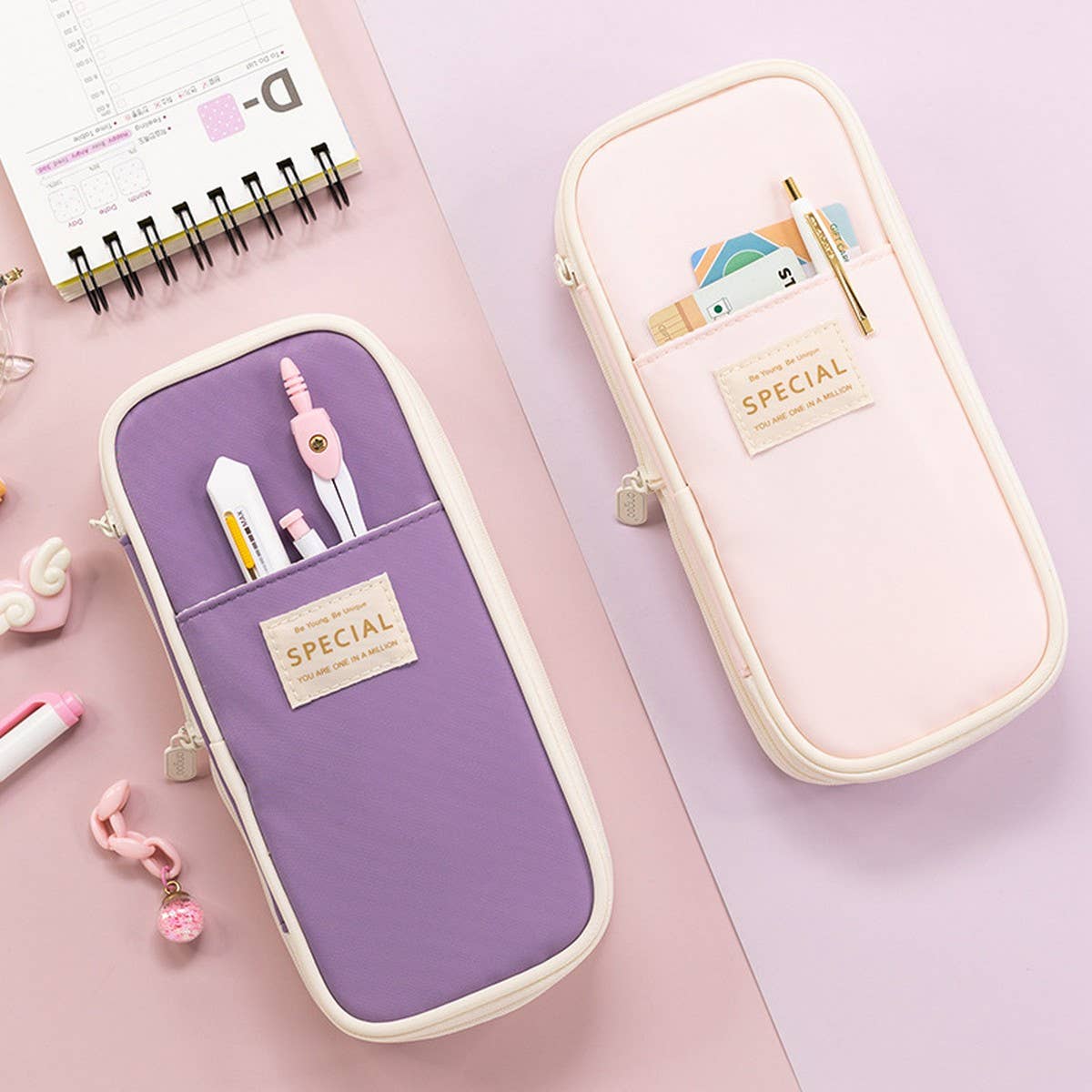 MACAROON COLOR MATCHING LARGE CAPACITY PENCIL CAS