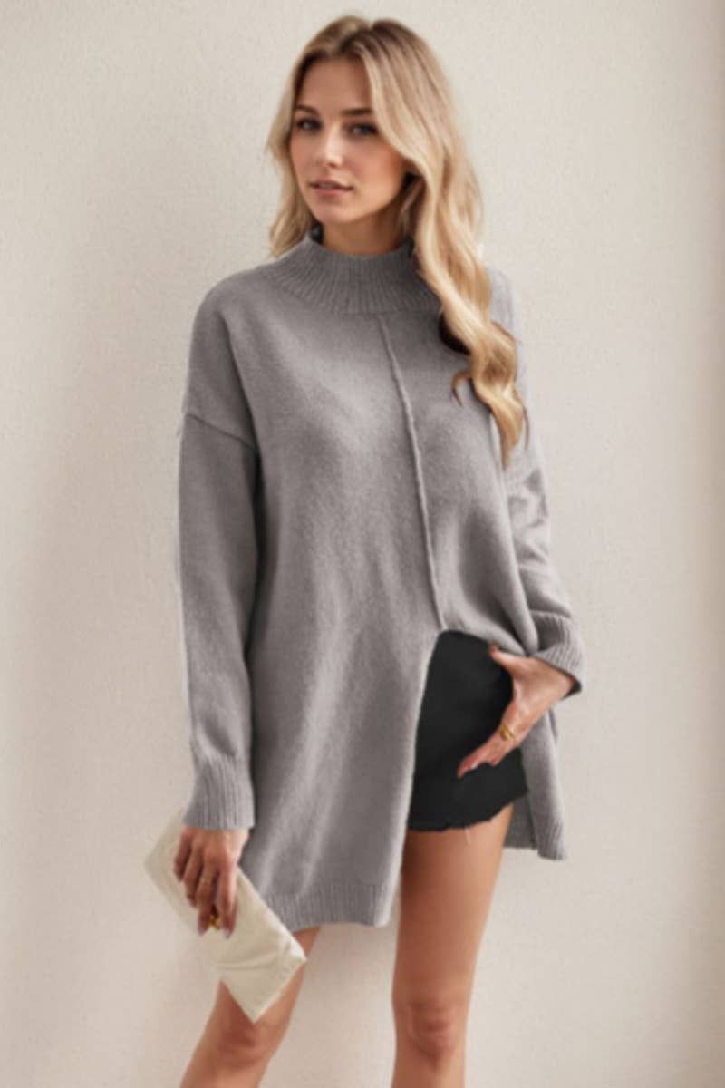 CWOSWL6732_TURTLENECK SWEATER WITH LONG SLEEVES AND SLIT