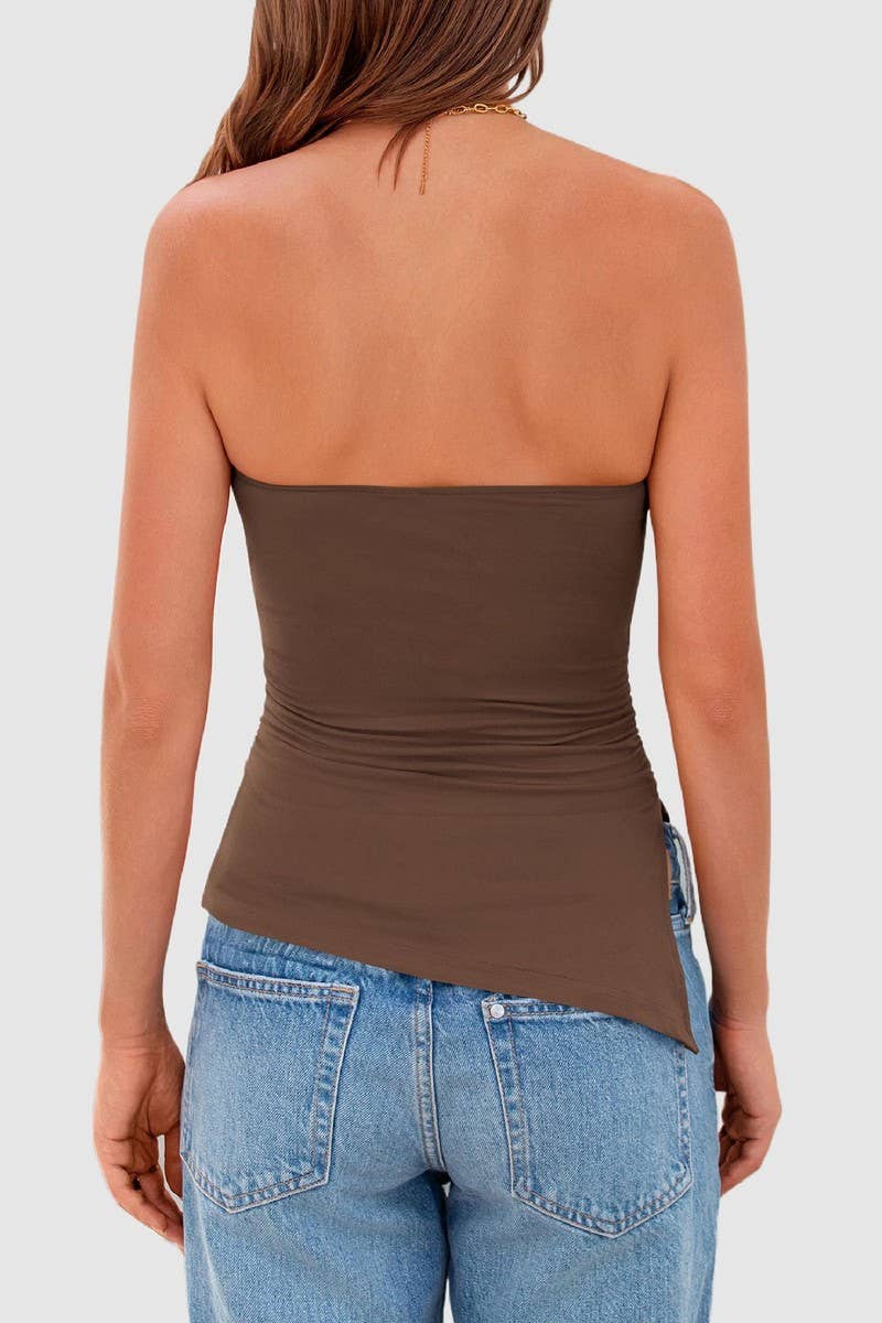 CWTTSL0330_SUMMER HOT GIRL PLEATED IRREGULAR TUBE TOP SEXY T