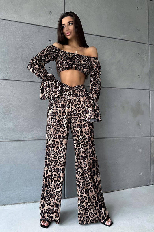 CWSPJ0101_OFF SHOULDER LONG SLEEVED PANTS PAJAMAS SET