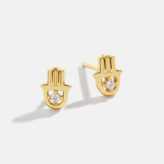 Elegant Palm Eye Horseshoe Zircon Lucky Earrings