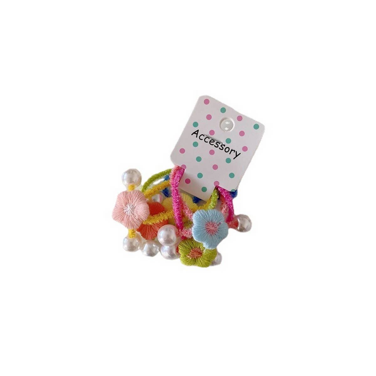 CHILDREN'S CUTE PEARL FLOWER HAIR TIES PACK OF 5_CWAHA1812
