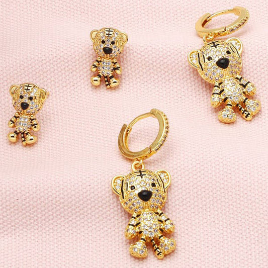 DIAMOND STUDDED TIGER EARRINGS