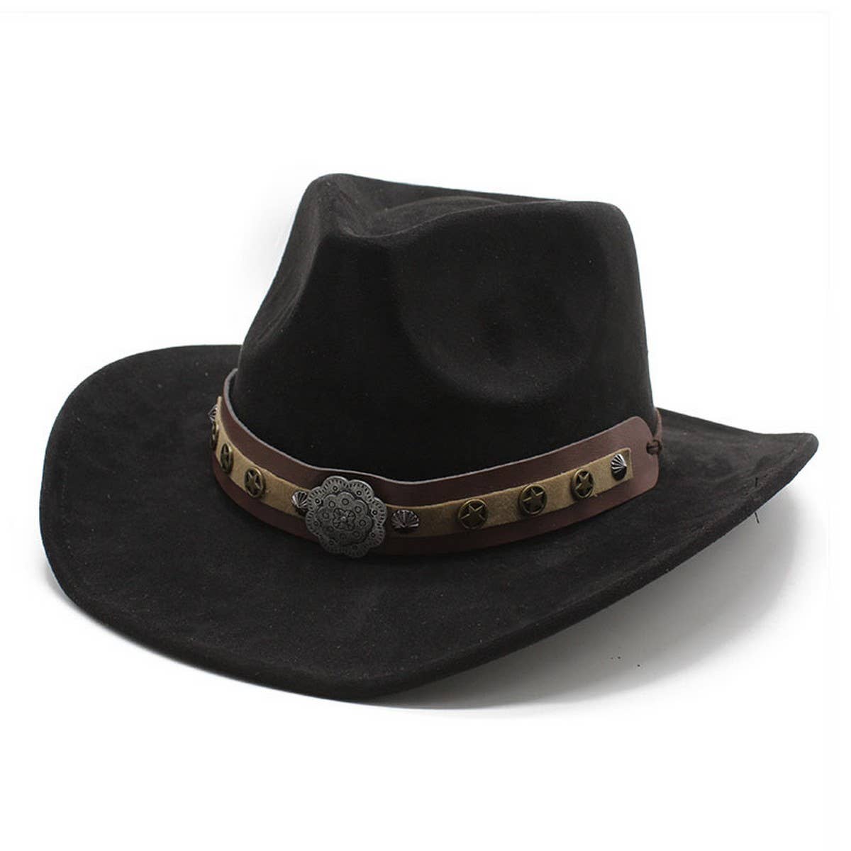 SUEDE MEN'S GENTLEMAN HAT TRAVEL ETHNIC STYLE HAT_CWAH2511