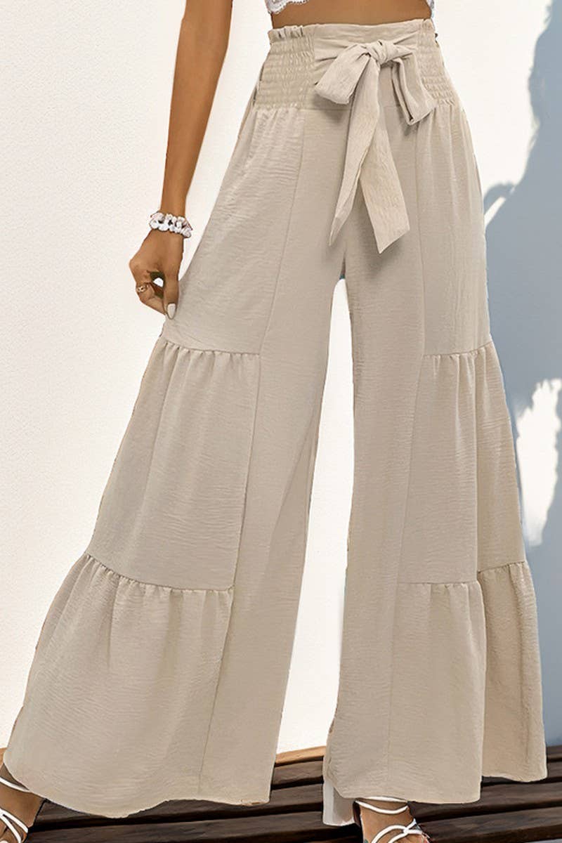 CWBLP1068_ELASTIC HIGH WAIST FLARED WIDE LEG PANTS
