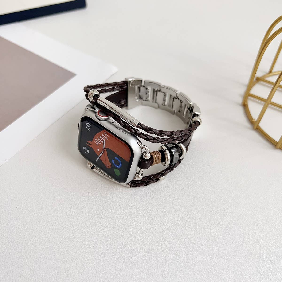 BOHEMIAN STYLE IWATCH9 GENUINE LEATHER WOVEN STRAP_CWWW0067