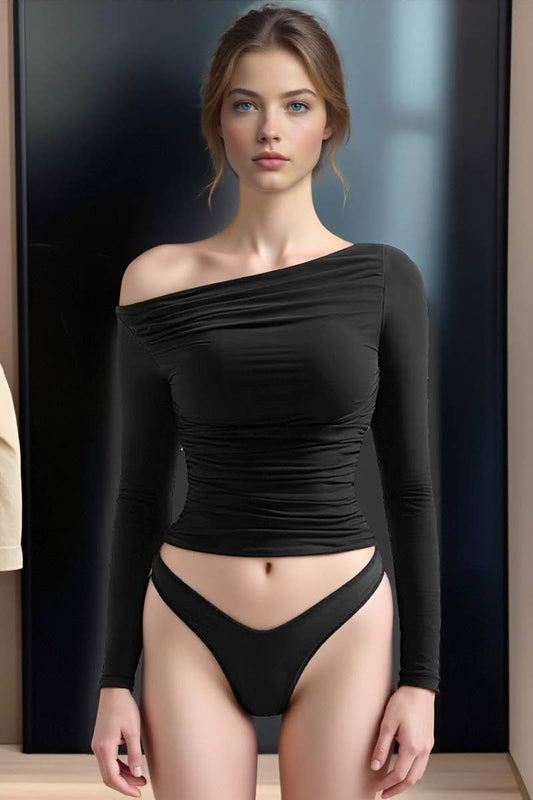 CWTBLL01150_OFF-THE-SHOULDER MILK SILK SLIM-FIT BASE TOP