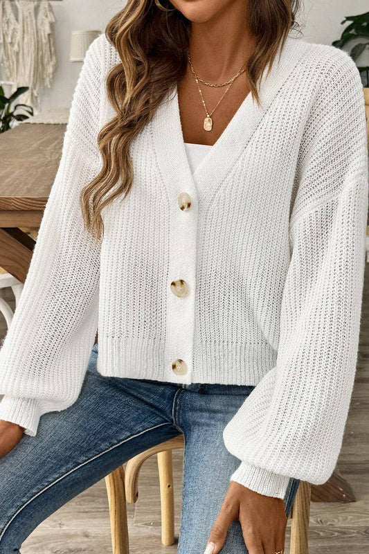 CWOSWL07346_WOMEN KNIT BUTTON FRONT CROPPED CARDIGAN
