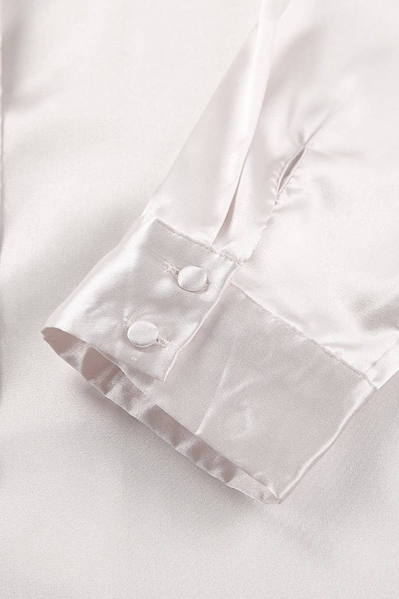 CWSPJ0098_SOLID COLOR LONG SLEEVE SHIRT PANTS PAJAMAS SET