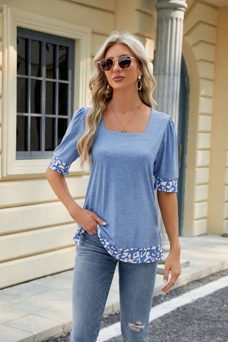 CWTTS0762_Sweetheart Neck Shirt Sleeve Top