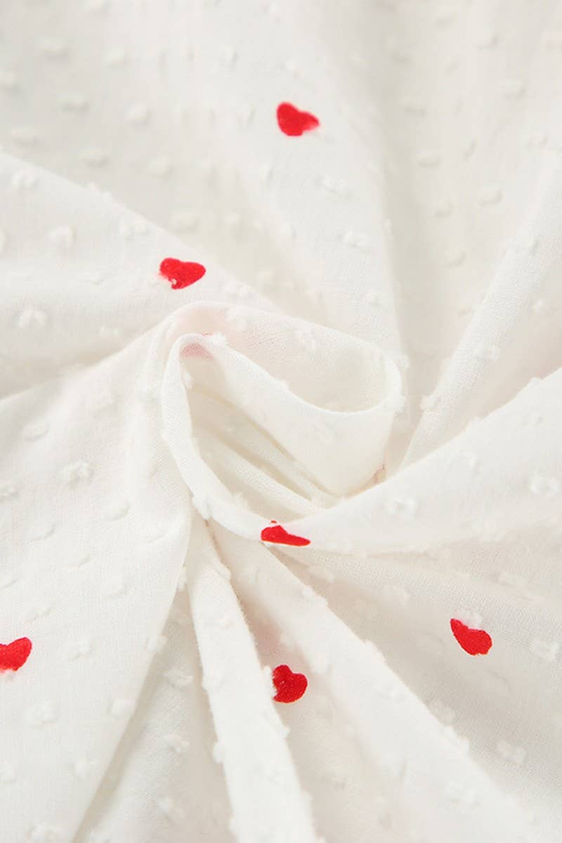 CWSPJ0186_HEART PRINT LACE-UP PAJAMAS AND HOMEWEAR SET