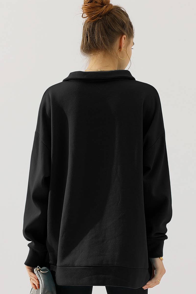 CWOHOL431_Zip Neck Lightweight Pullover Sweatshirt