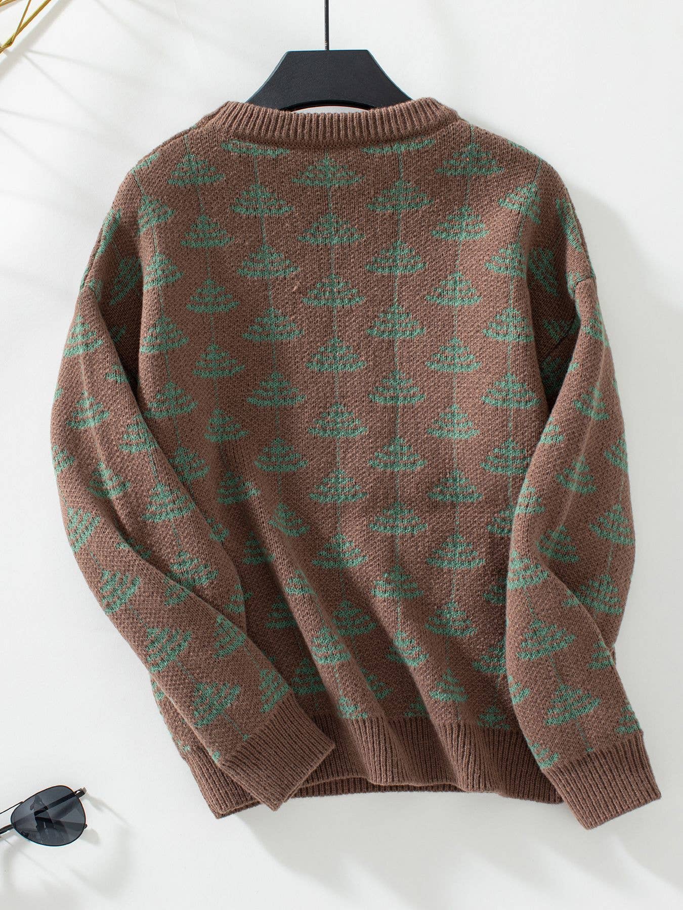 CREW-NECK LONG-SLEEVED JACQUARD PULLOVER SWEATER