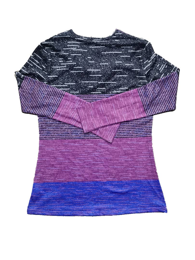 BUTTON-UP V-NECK LONG SLEEVE T-SHIRT TOP