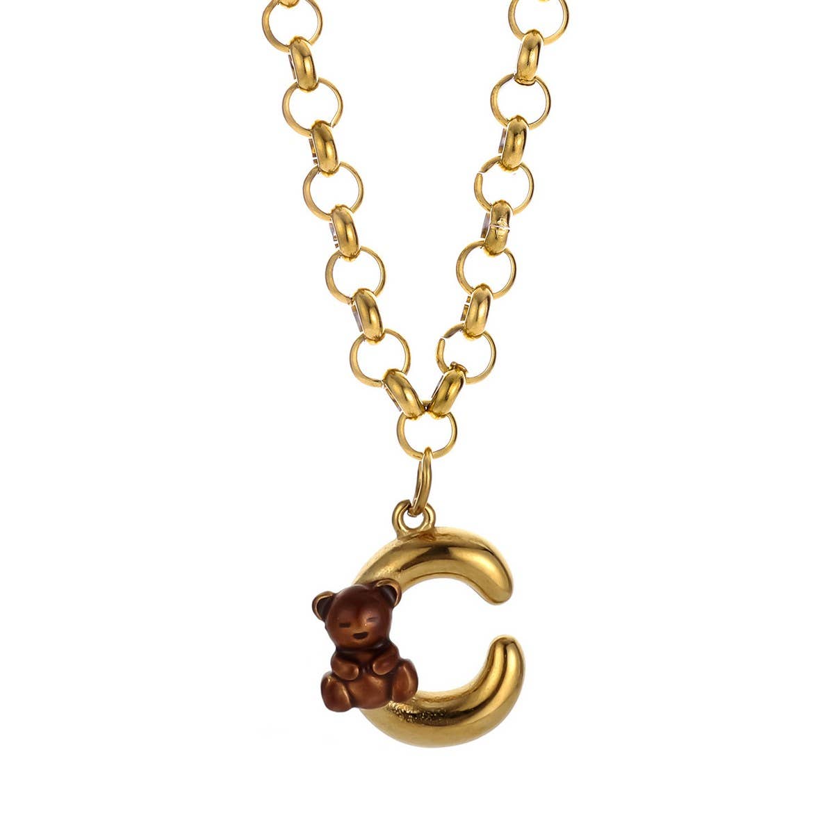 Original Stainless Steel Letter Necklace withEnamel_CWMM8836