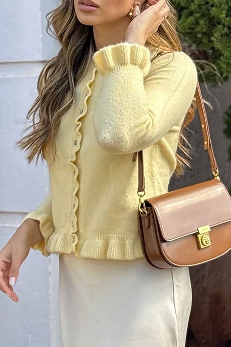 CWOCAL00776_SOLID COLOR RUFFLED KNITTED BUTTON TOP