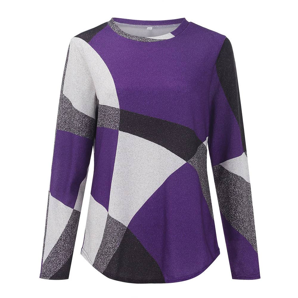 COMFORTABLE GEOMETRIC DESIGN COLOR CONTRAST SHIRT