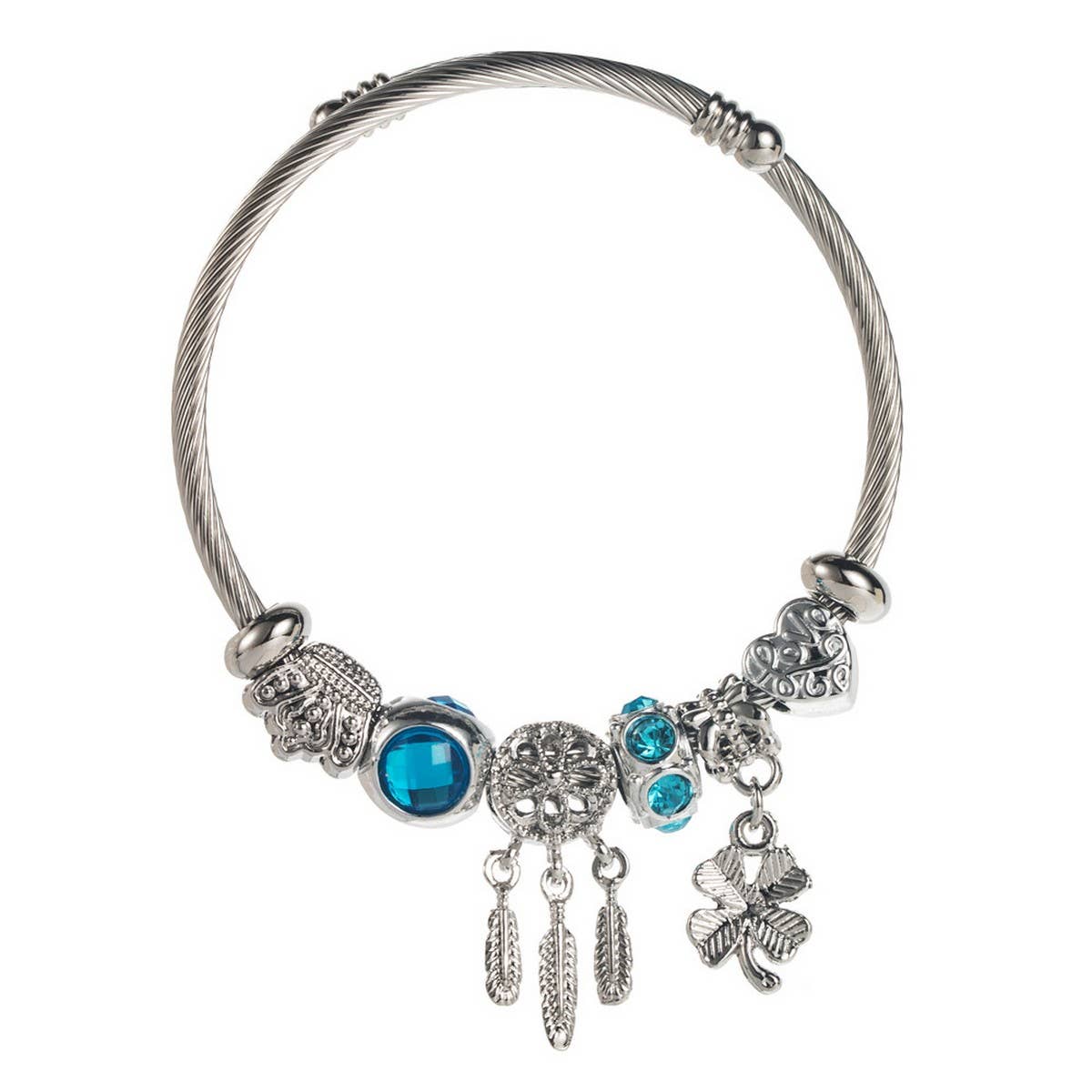 Trendy Hollow Clover & Heart Titanium Bracelet
