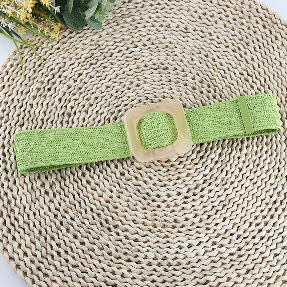 CWABE1175_NEW STYLE SQUARE BUCKLE ELASTIC BRAIDED BELT