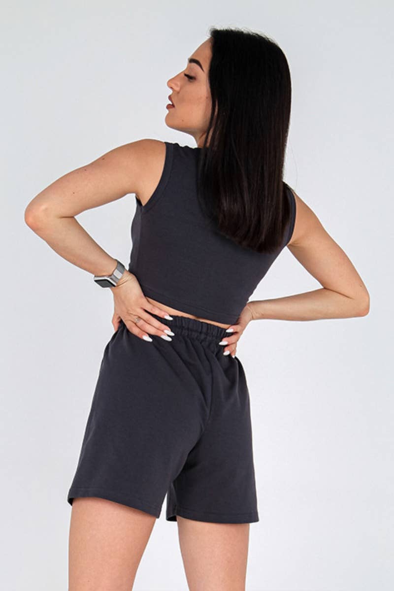 CWSS0528_CREW-NECK SHORT-SLEEVED TOP AND SHORTS SUIT