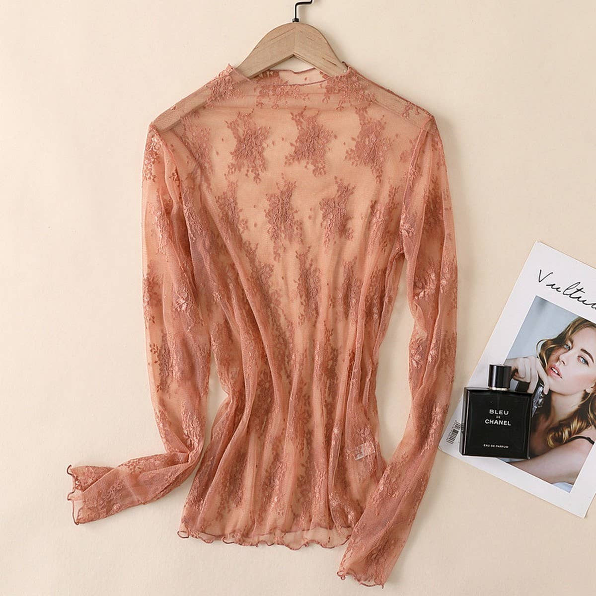 Sexy Mesh Blouse - Long Sleeve Lace Top for Women
