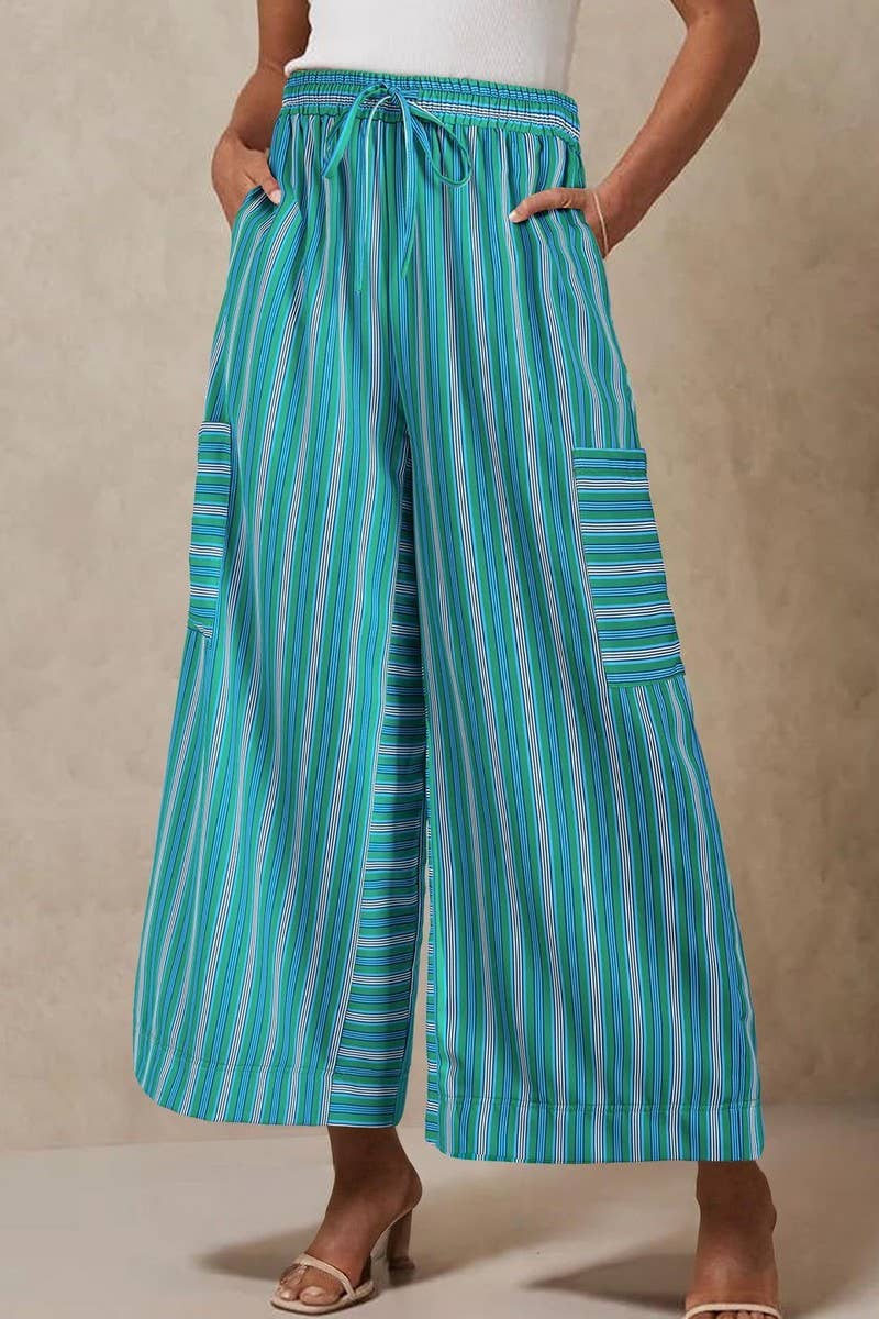 CWBLP01035_COLORFUL STRIPED DRAWSTRING STRAIGHT PANTS